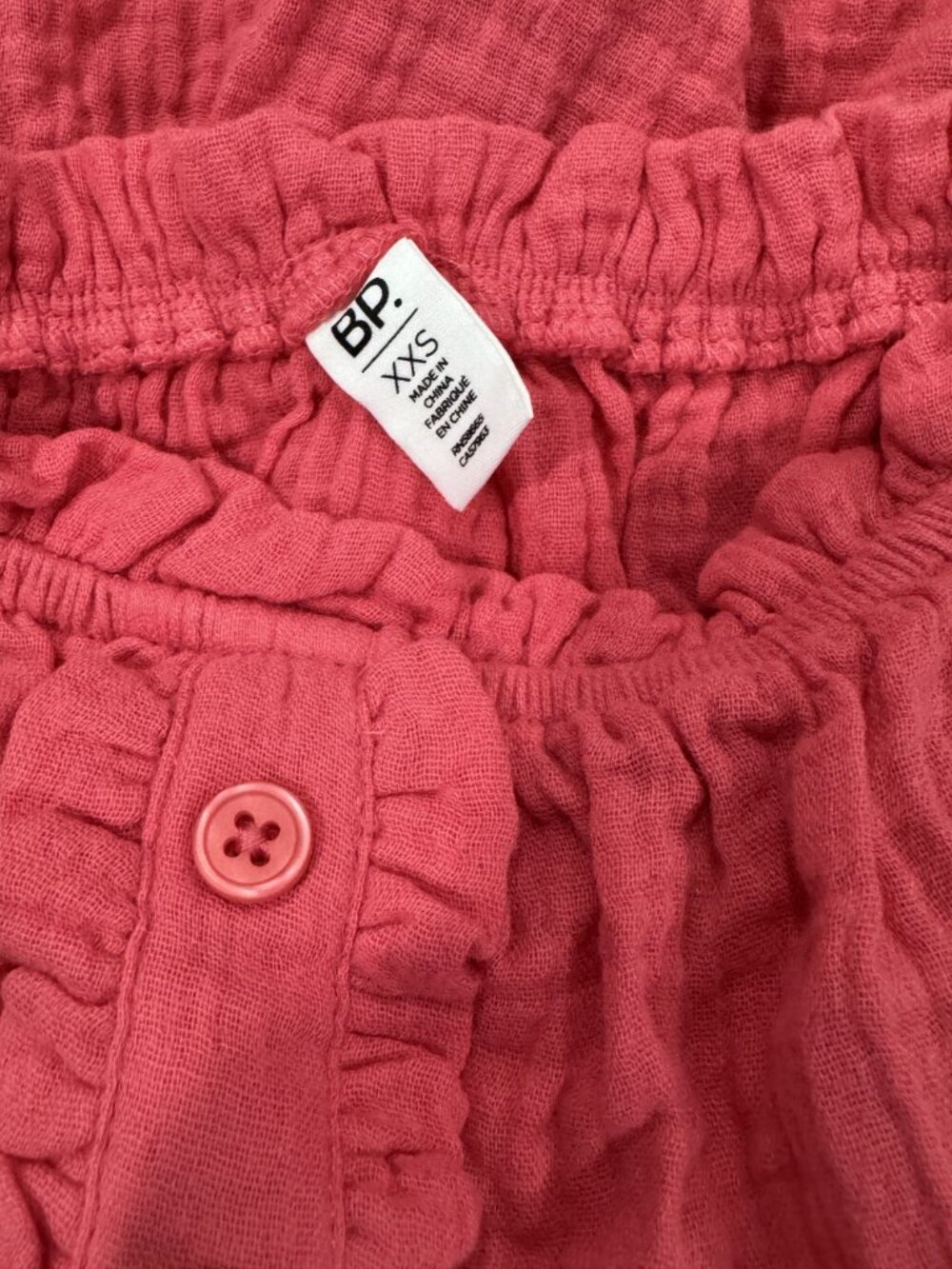 BP. Coral Off-Shoulder Button-Front Ruffle Romper XXS - Picture 6 of 7